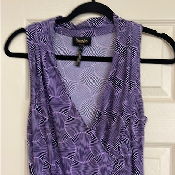 Purple Ruched Maxi Dress V-neck Sleeveless - Picture 5 of 6